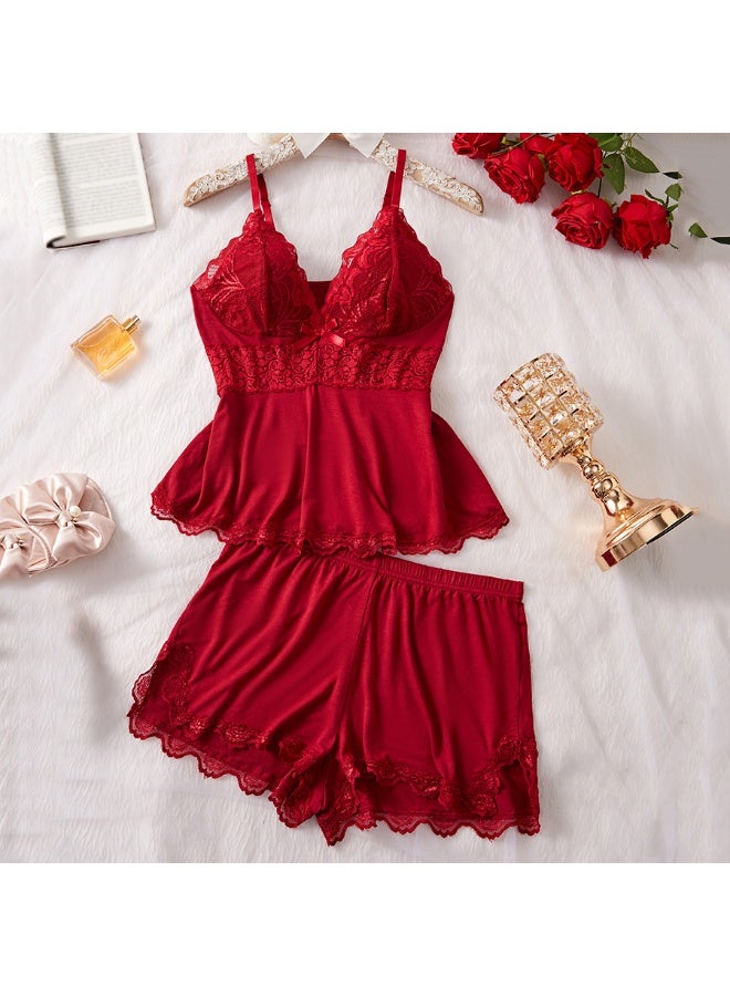 مجموعة فستان النوم بالحزام الليسي المودال للمنزل - Image 1