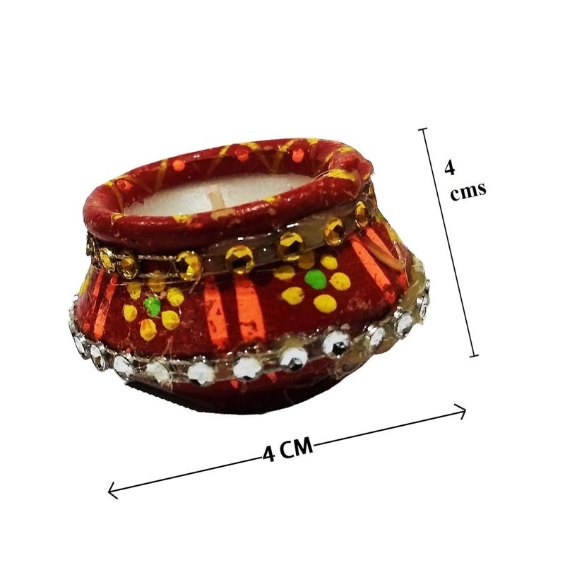 PANCIKAA Matki Candles DiyaDiwali Home Decorative Candle Terracotta Cup Mud Clay for Diwali Poojan Birthday Any Festivals Matki Diya Candle Deepak Multi Pack of 9 - Image 3