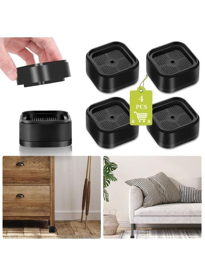 هومستر 4 حزمة الأثاث مقودات 1 بوصة، سرير قابل للضبط مقودات الخدمة الثقيلة لمكتب الطاولة كرسي الأريكة أرائك كابينة بينة السيقان مهبط، مربع قابل للتجميع رافعات كتلة رفع ارتفاع 1"، 2" أو 3"، أسود - Image 1