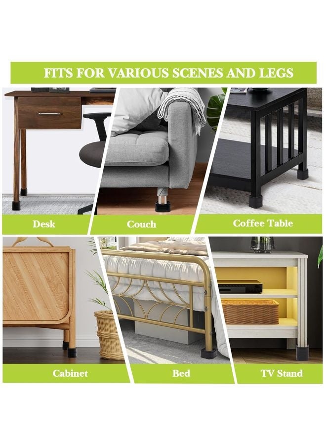 هومستر 4 حزمة الأثاث مقودات 1 بوصة، سرير قابل للضبط مقودات الخدمة الثقيلة لمكتب الطاولة كرسي الأريكة أرائك كابينة بينة السيقان مهبط، مربع قابل للتجميع رافعات كتلة رفع ارتفاع 1"، 2" أو 3"، أسود - Image 3