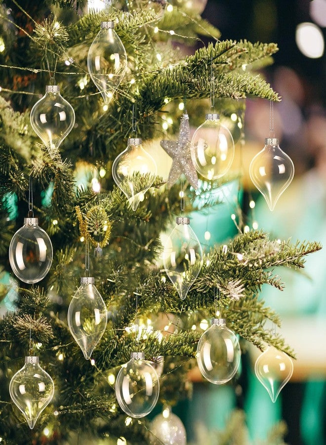 Zomiboo 12 Pcs Clear Glass Christmas Ball Ornaments Set 3.15" Hanging Shatterproof Glass Bulbs for Christmas Tree Baubles Bulk for Holiday Xmas Tree Decorations Gifts - Image 3
