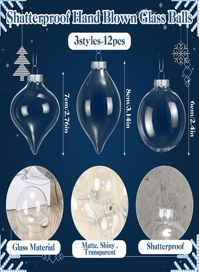 Zomiboo 12 Pcs Clear Glass Christmas Ball Ornaments Set 3.15" Hanging Shatterproof Glass Bulbs for Christmas Tree Baubles Bulk for Holiday Xmas Tree Decorations Gifts - Image 2