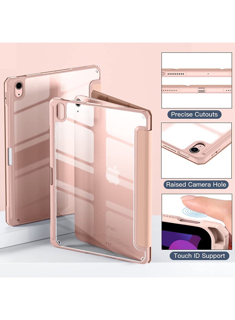 Case for iPad Air 11 inch M3 2025/Case for iPad Air 11 inch M2 2024 and iPad Air5 10.9 inch 2022/Air4 10.9 inch 2020 Gen with Pencil Holder Clear Transparent Slim Stand Auto Wake/Sleep,Cover for air 5th/air 4th 10.9inch 2022/2020,air 6th/air 7th 11inch 2025/2024