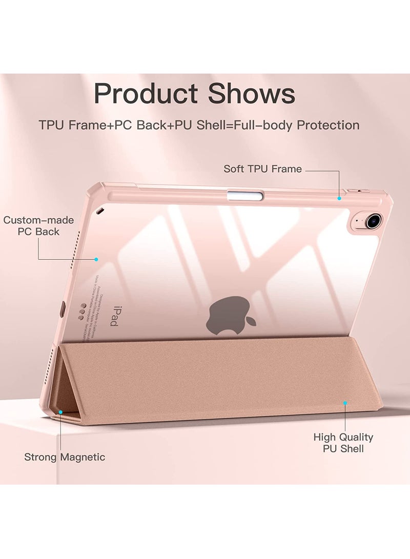 Case for iPad Air 11 inch M3 2025/Case for iPad Air 11 inch M2 2024 and iPad Air5 10.9 inch 2022/Air4 10.9 inch 2020 Gen with Pencil Holder Clear Transparent Slim Stand Auto Wake/Sleep,Cover for air 5th/air 4th 10.9inch 2022/2020,air 6th/air 7th 11inch 2025/2024