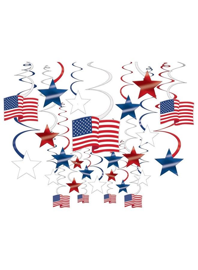 Amscan Patriotic Foil Swirl Decorations Multicolor, 30 Pcs - Image 3