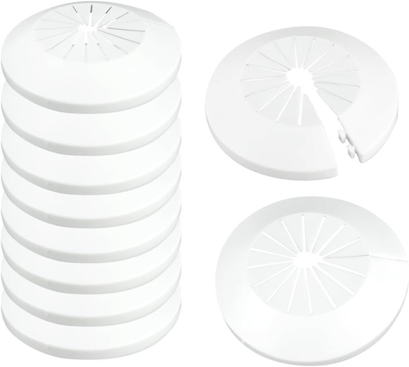 DVECUE Flange Pipe Cover Decoration Plumbing Cover Plates Escutcheon Water Drain Pipe Line Cover Plastic White 10 Pieces - Image 1