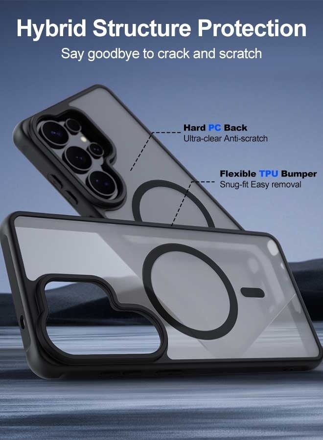 Tersely Magnetic Case for Samsung Galaxy S26 Ultra 5G, Compatible with MagSafe, Translucent Matte Ultra Slim Shockproof Anti-Slip Protective Phone Cover - Black - Image 3