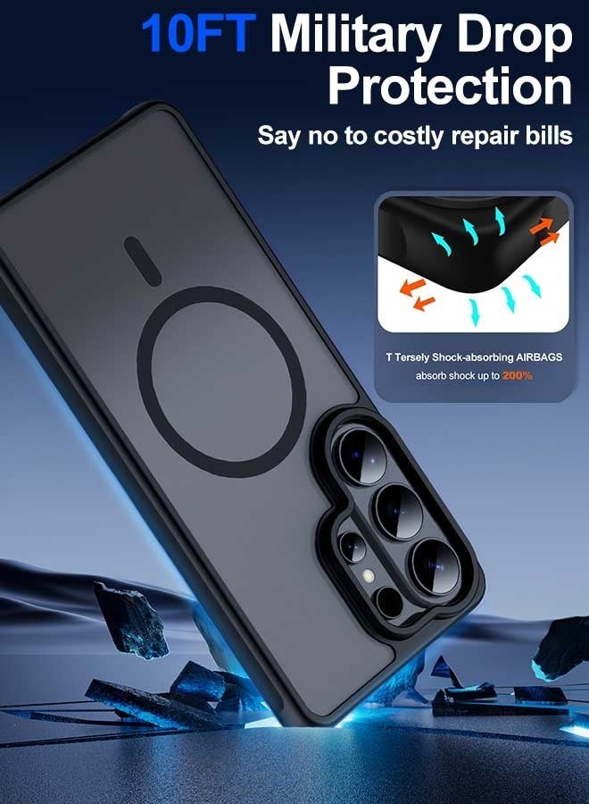 Tersely Magnetic Case for Samsung Galaxy S26 Ultra 5G, Compatible with MagSafe, Translucent Matte Ultra Slim Shockproof Anti-Slip Protective Phone Cover - Black - Image 4