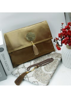 Generic Gift Dowry Bundle Taffeta Fringed Box Prayer Rug Set golden  - Image 3