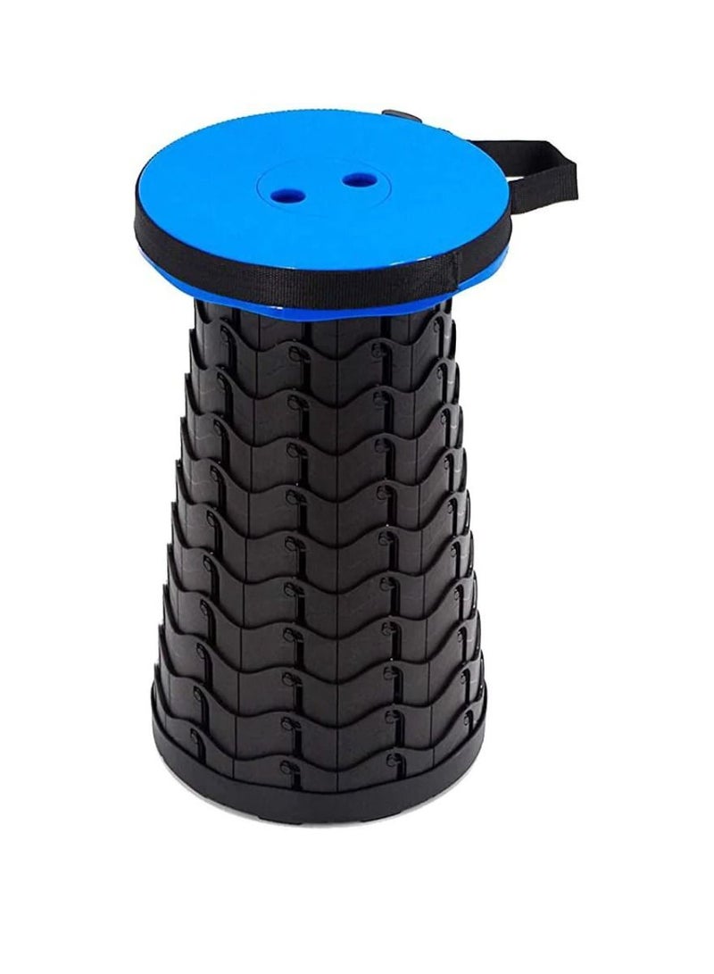 DIGI CORE Portable Telescopic Retractable Outdoor Stool Black & Blue - Image 1