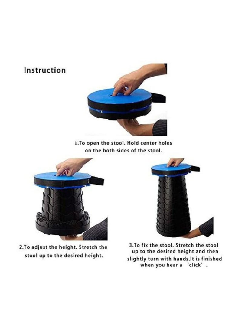 DIGI CORE Portable Telescopic Retractable Outdoor Stool Black & Blue - Image 2