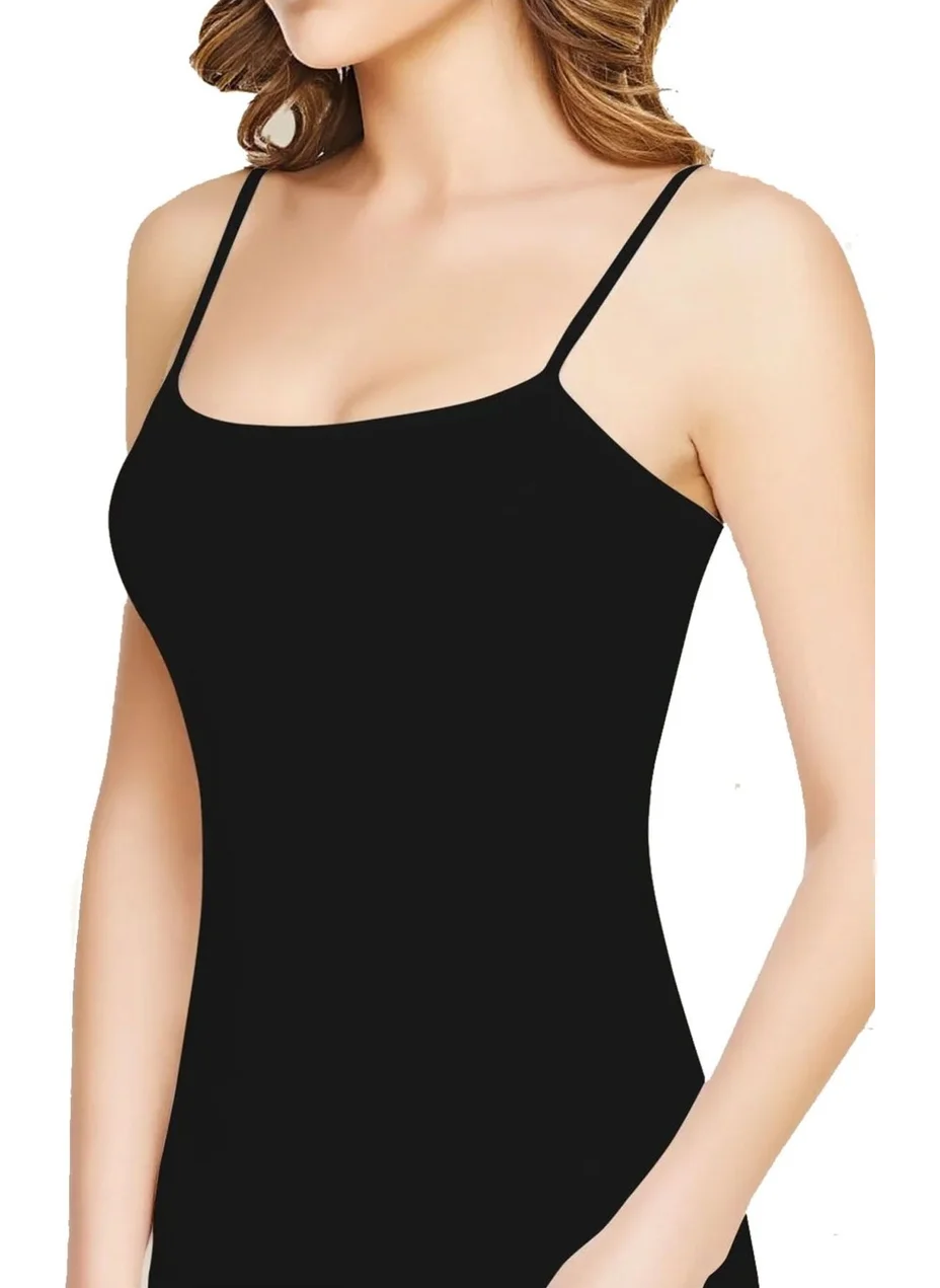 بيليفانتي كولكشن Women's Black Strappy Cotton Undershirt Set of 12