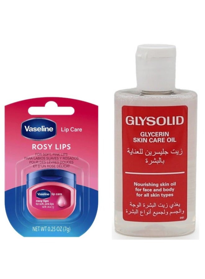Vaseline Lip Care Rosy Lips plus Glycerin Skin Care Oil - Image 1