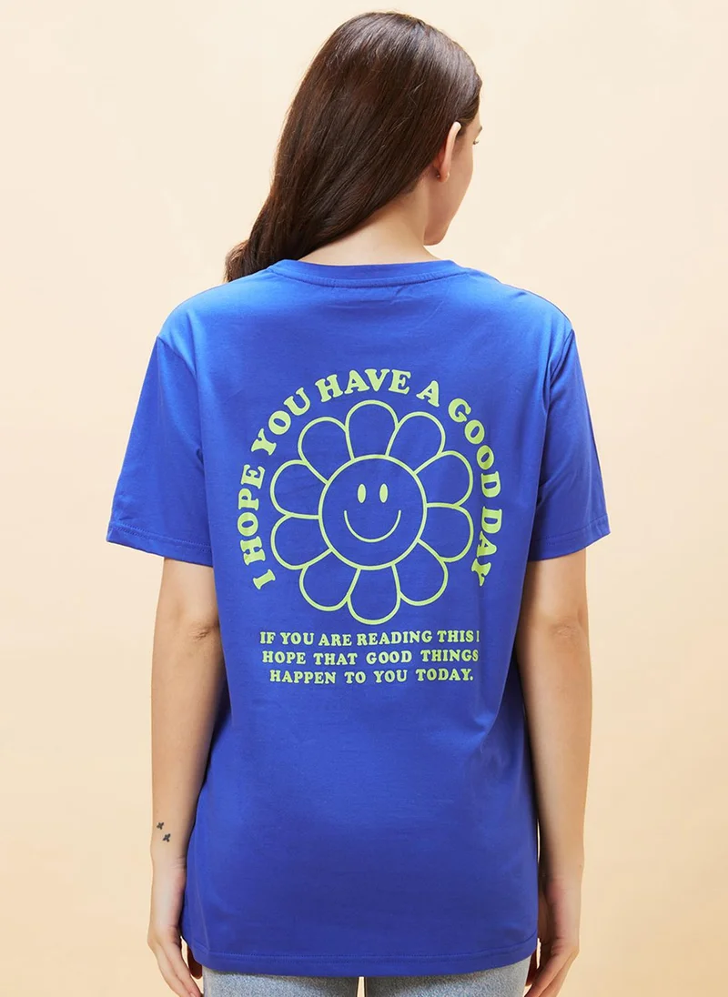 globus Globus Women Typography Printed Pure Cotton T-Shirt