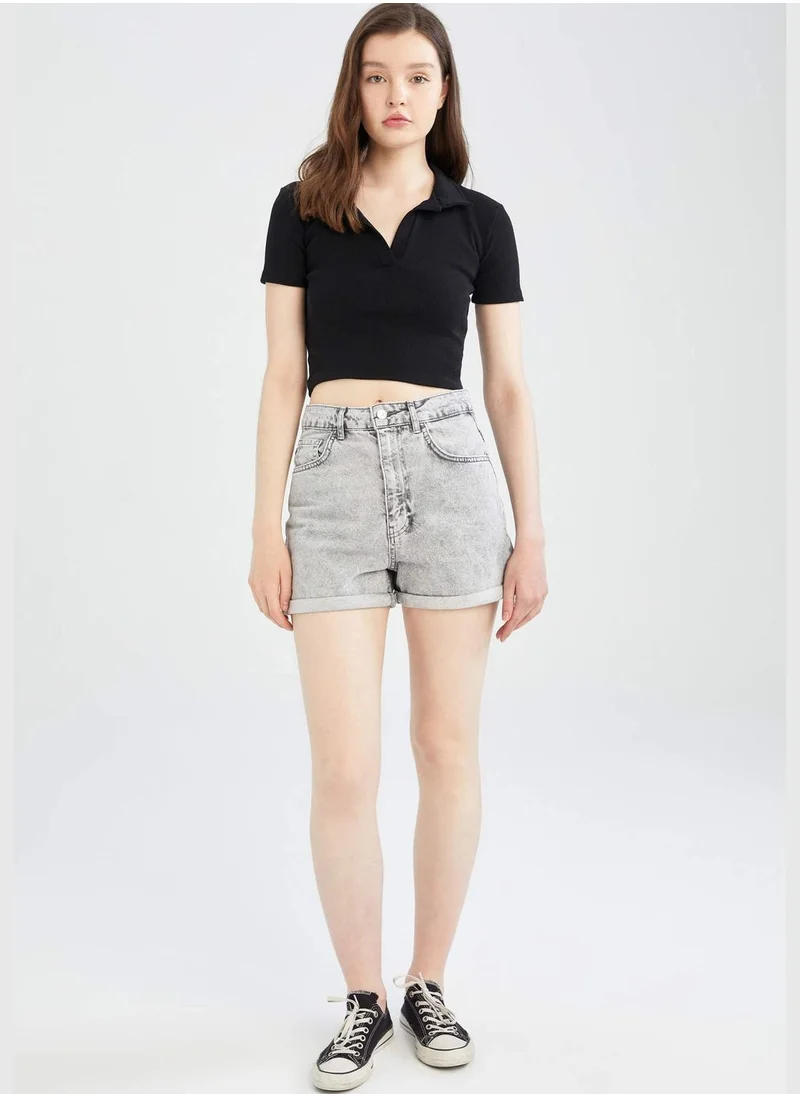 DeFacto Mom Fit High Waisted Jean Short
