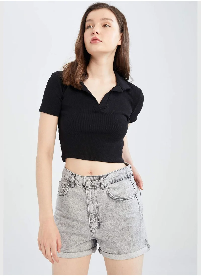 DeFacto Mom Fit High Waisted Jean Short