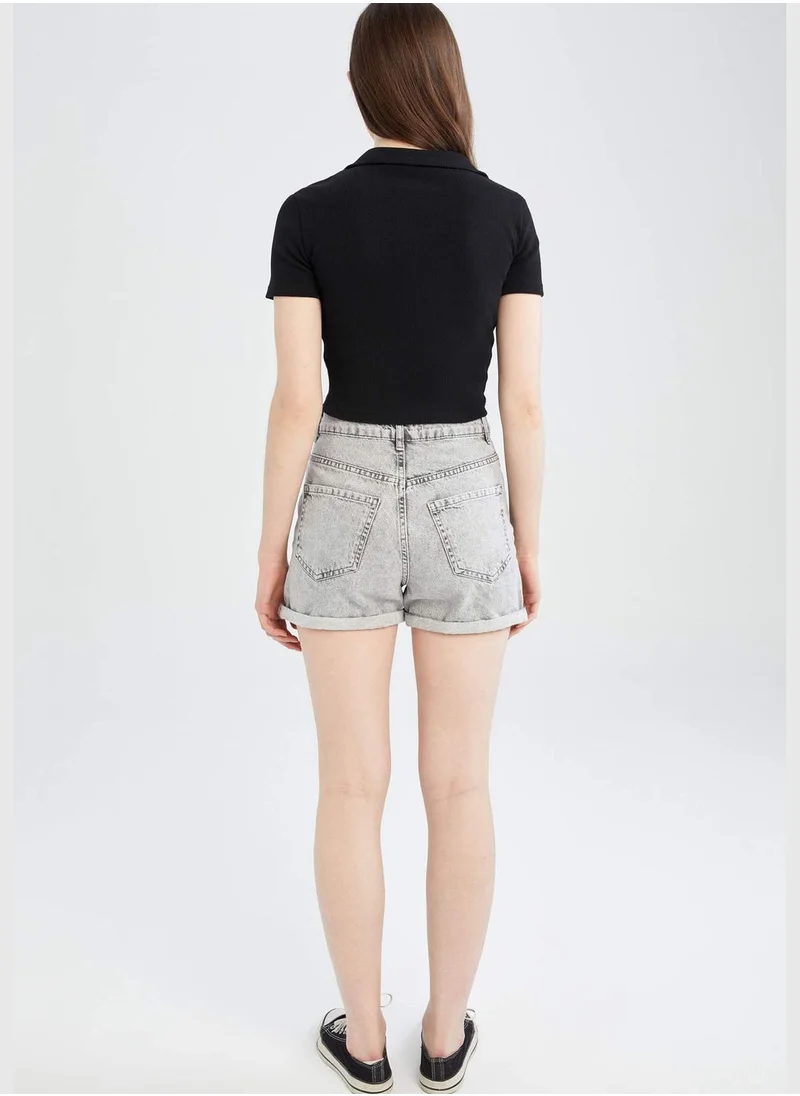 DeFacto Mom Fit High Waisted Jean Short