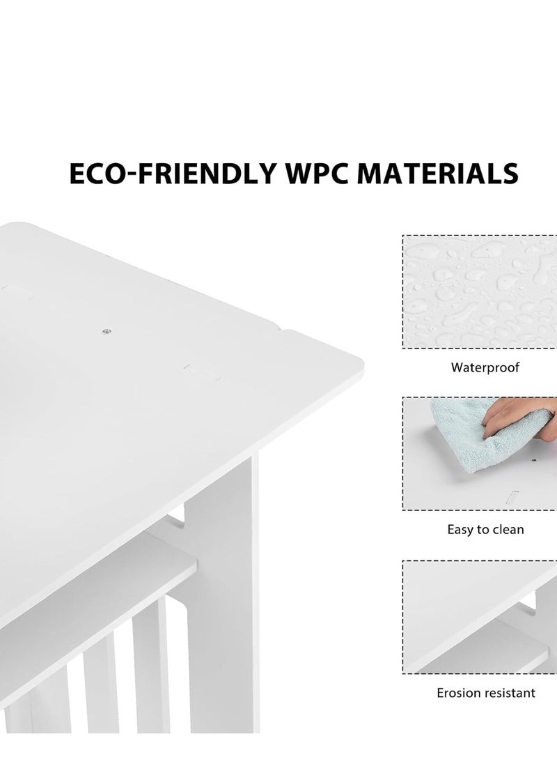 Generic 𝐅𝐅𝐃 3-Tier End Table – Lightweight, Moisture-Proof PVC Side Table, Stylish White Design, Multi-Purpose Sofa Table, Bedside Table, Coffee Table for Living Room, Bedroom, and Small Spaces  - Image 3