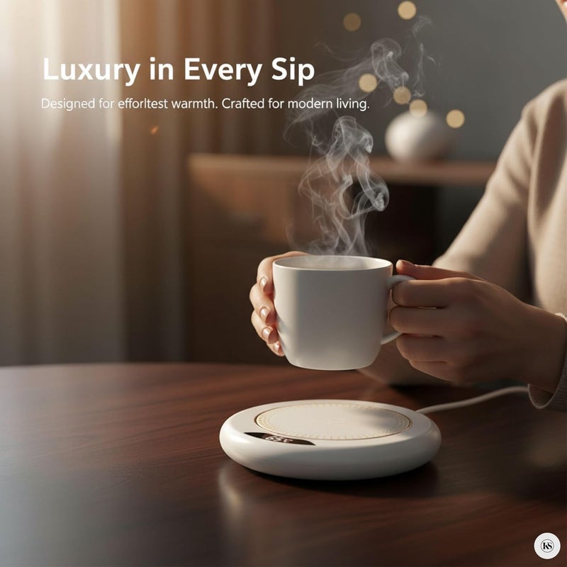 Drumstone (𝟓 𝐘𝐞𝐚𝐫𝐬 𝐖𝐚𝐫𝐫𝐚𝐧𝐭𝐲) Electric Beverage Cup Warmer – Desktop Coffee & Tea Heating Pad with Constant Temperature Insulation | Winter Warmer for Office, Home & Study Desk Use - Image 4