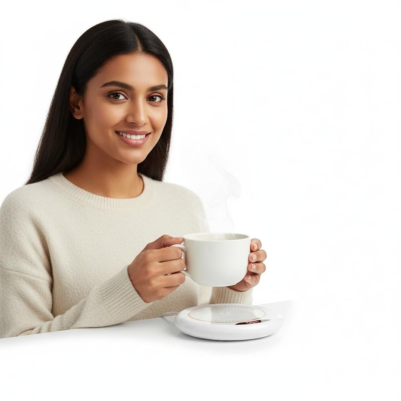 Drumstone (𝟓 𝐘𝐞𝐚𝐫𝐬 𝐖𝐚𝐫𝐫𝐚𝐧𝐭𝐲) Electric Beverage Cup Warmer – Desktop Coffee & Tea Heating Pad with Constant Temperature Insulation | Winter Warmer for Office, Home & Study Desk Use - Image 1