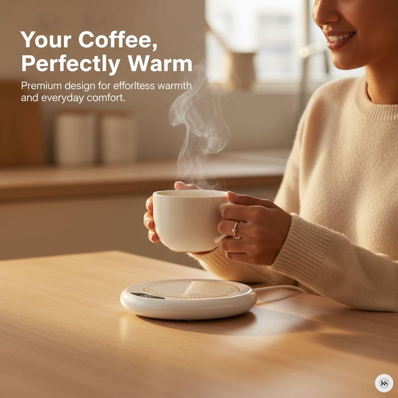 Drumstone (𝟓 𝐘𝐞𝐚𝐫𝐬 𝐖𝐚𝐫𝐫𝐚𝐧𝐭𝐲) Electric Beverage Cup Warmer – Desktop Coffee & Tea Heating Pad with Constant Temperature Insulation | Winter Warmer for Office, Home & Study Desk Use - Image 3