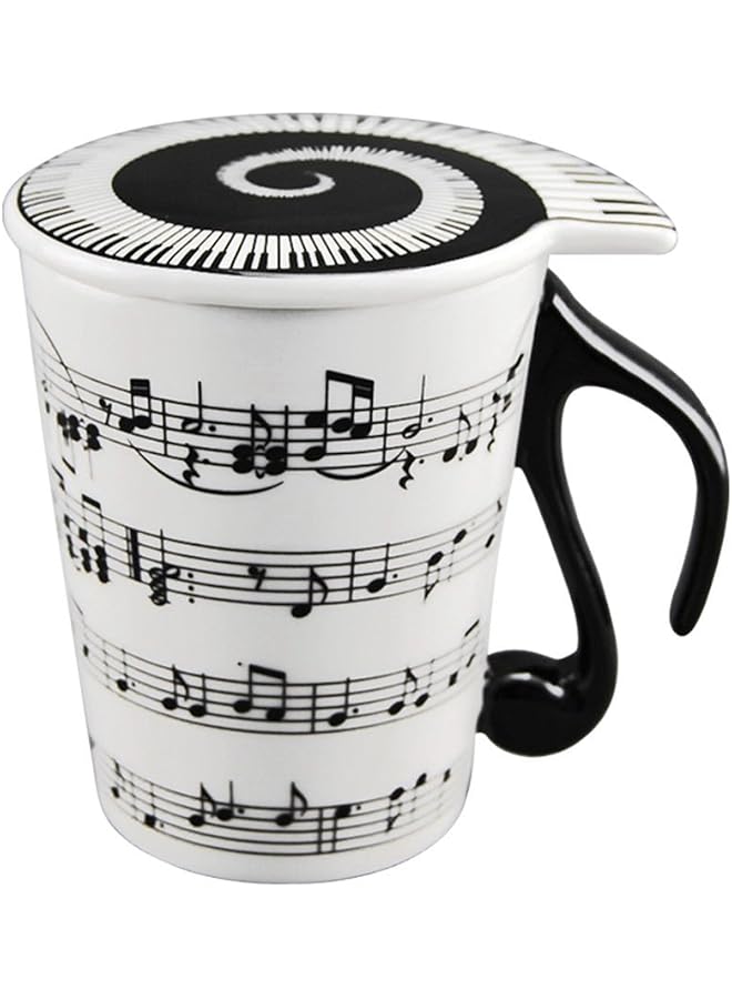 S-TOP Creative Ceramic Musician Coffee Mug Tea Cup with Lid Staves Music Notes as Valentine's Day Gift Teacher Gift - Image 1