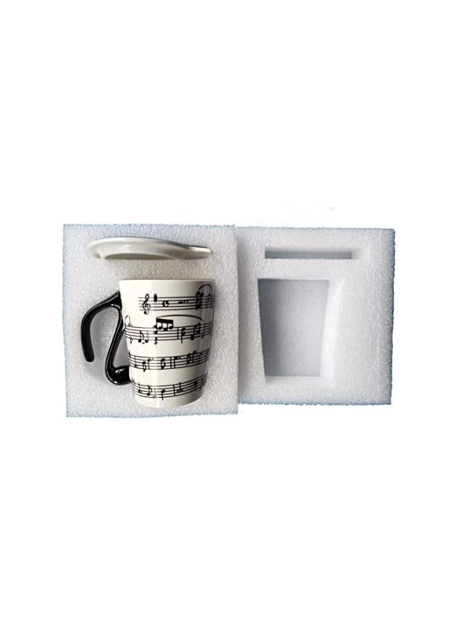 S-TOP Creative Ceramic Musician Coffee Mug Tea Cup with Lid Staves Music Notes as Valentine's Day Gift Teacher Gift - Image 2