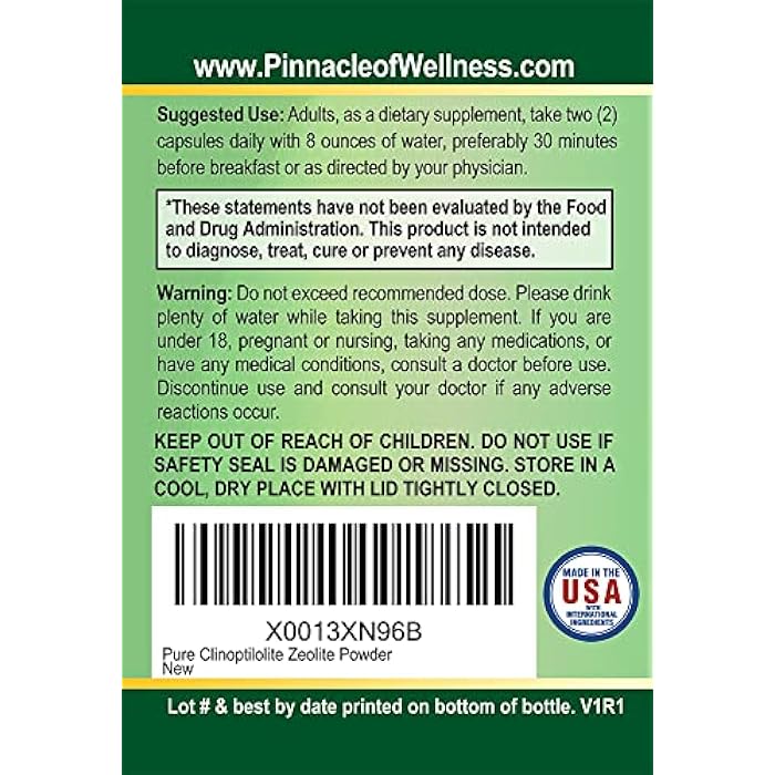 Pinnacle of Wellness مسحوق زيومايت كلينوبتيلوليت النقي - مكمل غذائي لتنظيف الجسم - 90 كبسولة - Image 4
