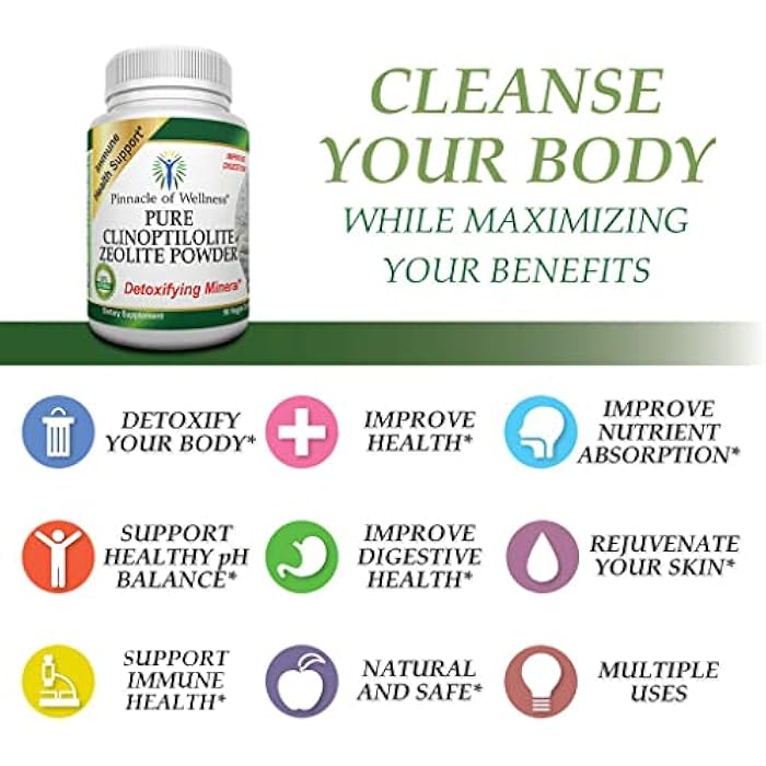 Pinnacle of Wellness مسحوق زيومايت كلينوبتيلوليت النقي - مكمل غذائي لتنظيف الجسم - 90 كبسولة - Image 2