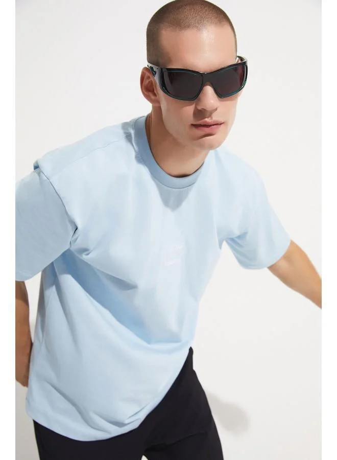 JUNE June Men Oversize Pattern Crew Neck Printed Tshirt Blue