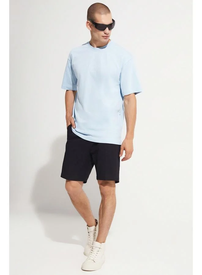 JUNE June Men Oversize Pattern Crew Neck Printed Tshirt Blue