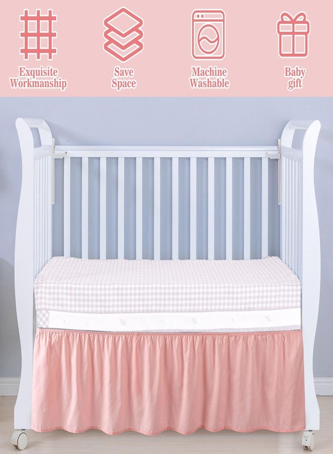 SmoothNovelty Pink Crib Bed Skirts with 4 Large Cot Bow Baby Crib Skirt for Boys Girls Nursery Toddler Bedskirt Dust Ruffle 14" Drop - Image 4