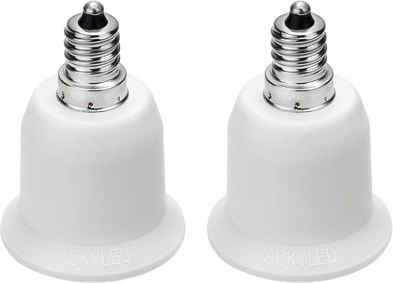 JACKYLED 2-Pack E12 to E26 Adapter, E12 Light Socket to Medium Base, E26 E27 Converter Light Socket Adapter, Chandelier Socket E12 Light Bulb Adapter - Image 1