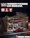 MOCBURIKU 164 Scale Wooden Diorama Display Case with LED Lights Diecast Car Storage Garage for Hot Wheels Matchbox Display Holds 4 Model Cars 139PCS Auto Repair Shop - Image 4