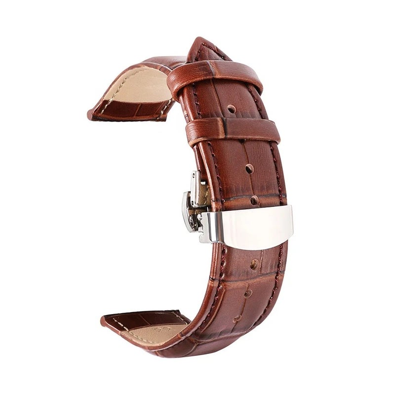 Bluejw 10mm-24mm Replacement Leather Watch Band with Stainless Steel Buckle Compatible with Garmin Samsung Huawei – Durable & Adjustable Strap to Replace the Watch Strap - Image 2
