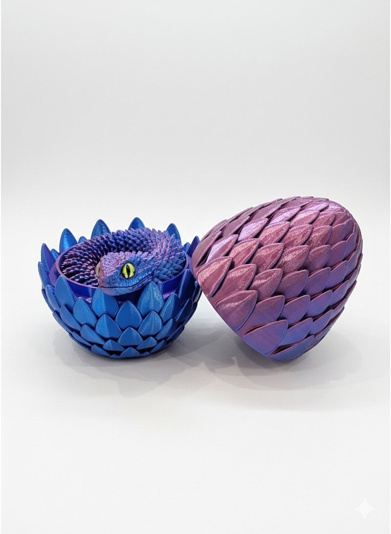 3D Printed Articulated Snake & Scaled Egg Container | Flexible Fidget Toy & Unique Reptile Decor | Customizable Colors - Image 2