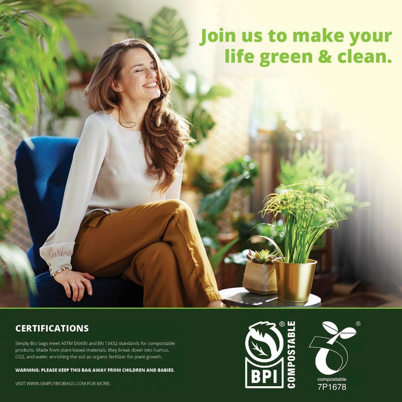 Simply Bio 13 Gallon Compostable Trash Bags Liners Drawstring, Heavy Duty Extra Thick 1 Mil, 49.21 Liter, 30 Bags, Tall Kitchen Food Scrap Waste Bag, ASTM D6400, US BPI and OK Compost Home Certified - Image 5