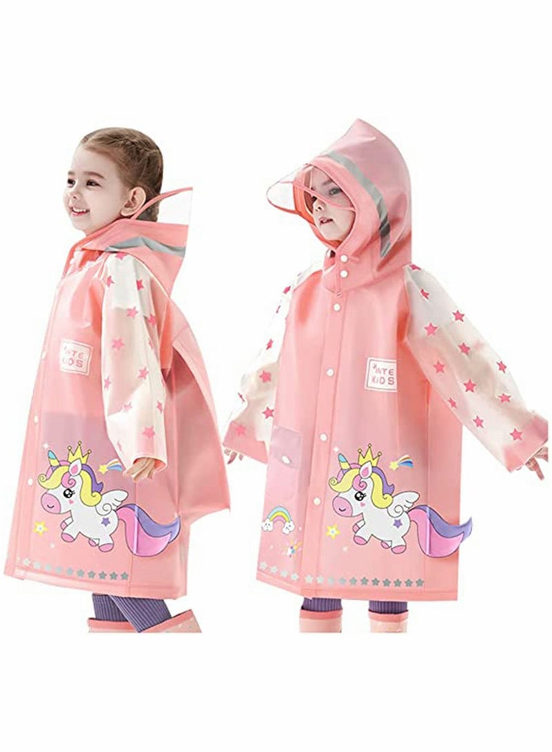 واي آند دي Kids Raincoat for Boys Girls Rain Jacket Hooded Poncho Waterproof Coat Outdoor Sports Wear, Suit Reusable Rainwear, Pink Rabbit(Size:L）  - Image 2