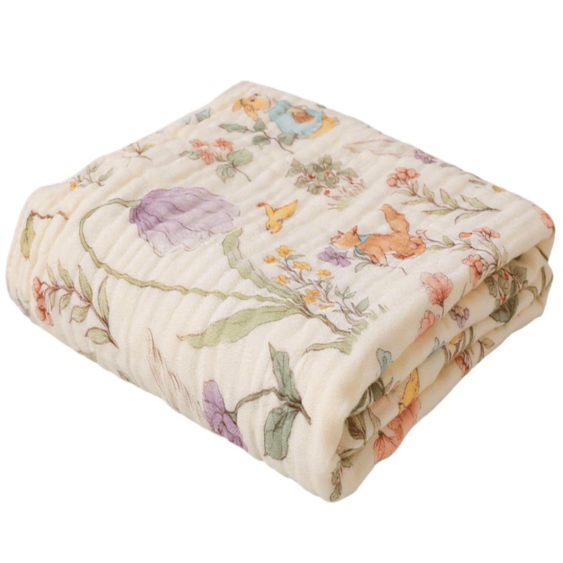 HardNok 6-Layer Muslin Baby Blanket Made with Organic Cotton - Enchanting Woodland Garden,Swaddle & Crib Quilt, 43" x 43",Garden(Gender Neutral) - Image 1