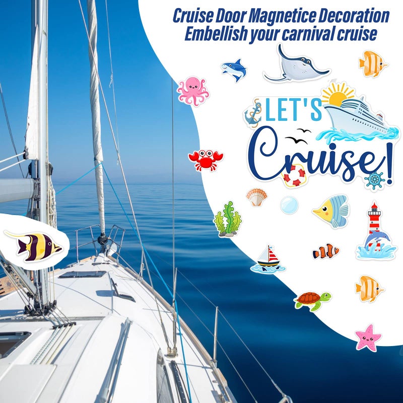 STEZHOU 27 PCS Cruise Ship Door Magnets Decorations Cute Ocean Animal and Plants Magnet Stickers Fish Crab Shark Ships Magnets for Refrigerator Cruise Door Car Carnival Party Supplies Decoration - Image 2