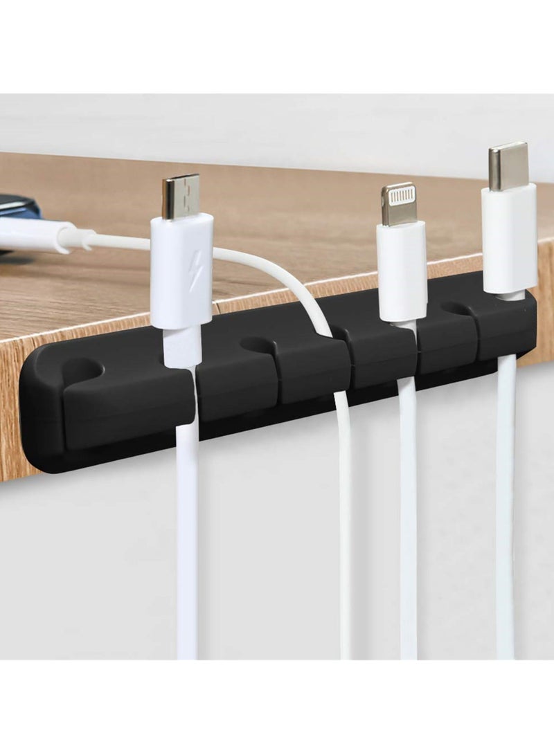 Y&D 3 Pack Cable Organizer Clips, Self-Adhesive Silicone Wire Holders for Managing USB Charging Cables, Power Cords, and Mouse Wires - Ideal Home or Office, Black - Image 1