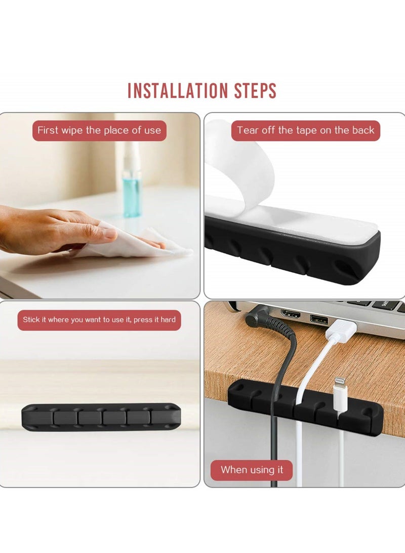 Y&D 3 Pack Cable Organizer Clips, Self-Adhesive Silicone Wire Holders for Managing USB Charging Cables, Power Cords, and Mouse Wires - Ideal Home or Office, Black - Image 4