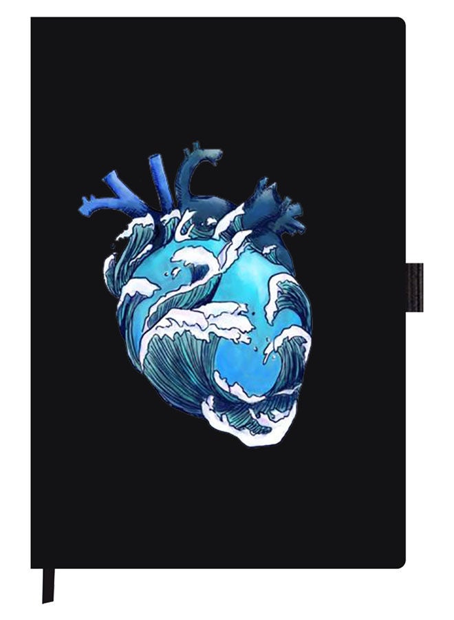 Theodor Designer A5 Thick Black Hardcover Notebook Heart - Image 1