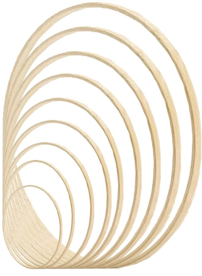 BetterJonny 9Pcs Bamboo Floral Hoops, BetterJonny Wooden Macrame Hoops Ring Dream Catcher Rings Wedding Wreath Hoop Rings for Home Decorations DIY Crafts and Wall Hanging Crafts(3/4/5/6/7/8/9/10/12in) - Image 1