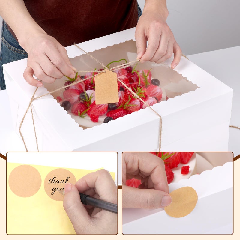 NEOACT 12x12x6 Bulk 4 Pcs Cake Boxes 12 Inch Square Cake Boxes with Window, Cake Containers with Lids, Disposable Bakery Boxes for Valentine's Day,Easter, Mother's Day, Cookies, Large Pastries - Image 4