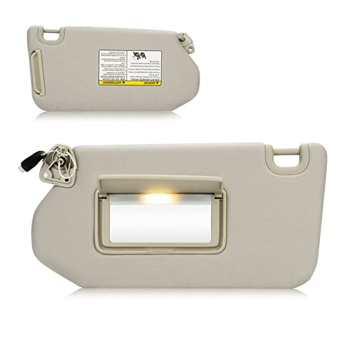 AEagle Sun Visor with Light for 2013-2018 Nissan Pathfinder, 2014-2017 Infiniti QX60, 2013 JX35, Left Driver Side Beige Sunvisor Replacement 96401-9PB0A - Image 1