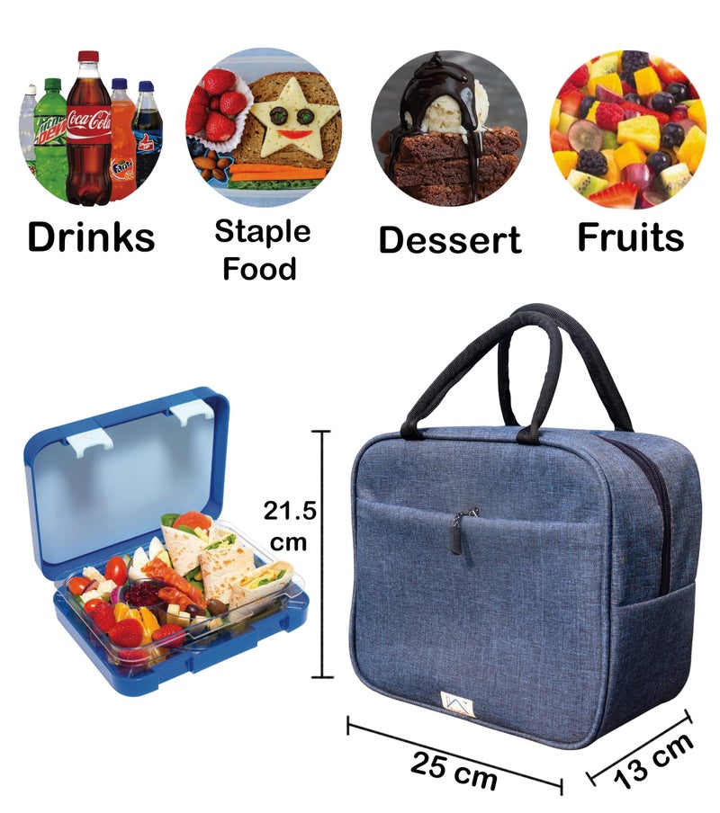 HOMECUTE Thermal Insulated Lunch Bag/Storage Bag/Large Tiffin Bag for Men,Women and Kids,Travel Lunch Pouch Food Storage Bag with Handle,Ideal for Office School College and Picnic (Round Blue) - Image 3