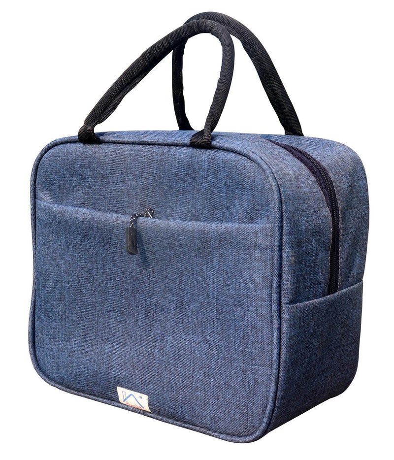 HOMECUTE Thermal Insulated Lunch Bag/Storage Bag/Large Tiffin Bag for Men,Women and Kids,Travel Lunch Pouch Food Storage Bag with Handle,Ideal for Office School College and Picnic (Round Blue) - Image 1