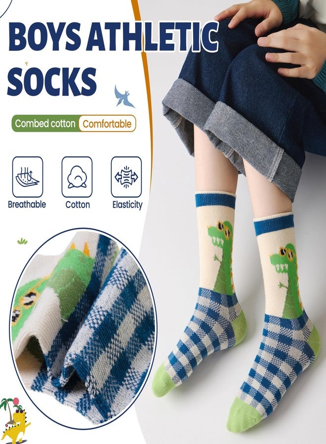 Eocom Baby Boys Socks Kids Toddlers Funny Cartoon Car Dinosaur Crew Breathable Cotton Gift Socks 10 Pairs(10 Pairs Dinosaur,3-5T) - Image 4