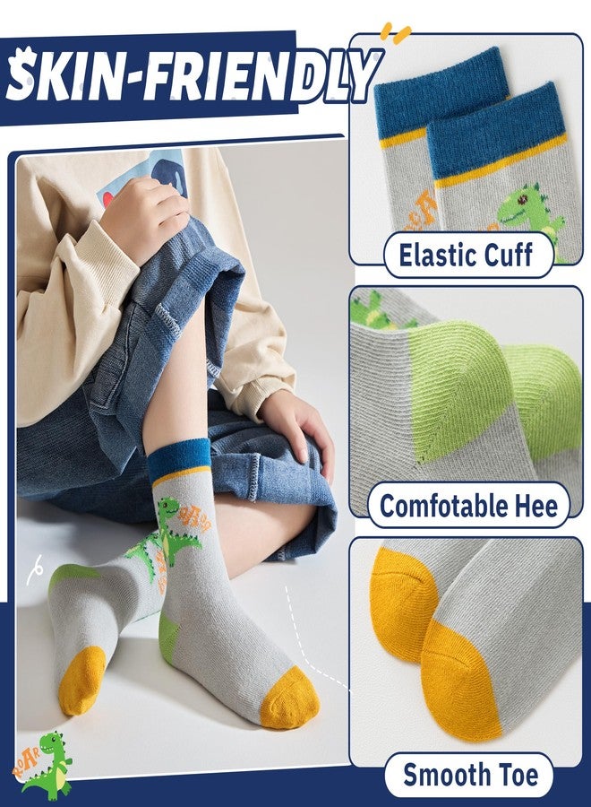 Eocom Baby Boys Socks Kids Toddlers Funny Cartoon Car Dinosaur Crew Breathable Cotton Gift Socks 10 Pairs(10 Pairs Dinosaur,3-5T) - Image 5